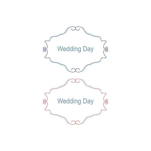 Wedding Day Ornaments Blue Red Isolated White — Image vectorielle