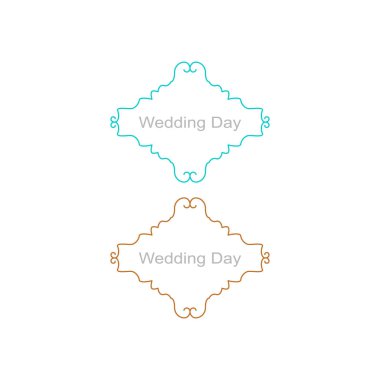 Düğün Günü Süsleme Etiketleri Beyazda izole