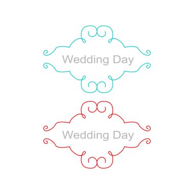 Düğün Günü Süsleme Etiketleri Beyazda izole