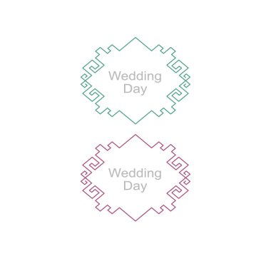 Düğün Günü Süsleme Etiketleri Beyazda izole