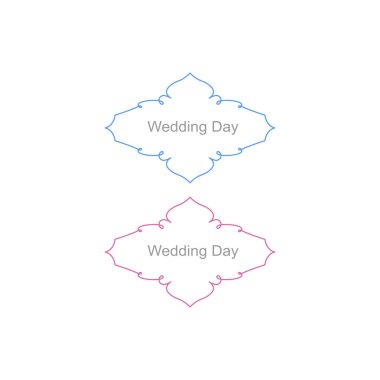 Düğün Günü Süsleme Etiketleri Beyazda izole