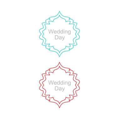 Düğün Günü Süsleme Etiketleri Beyazda izole