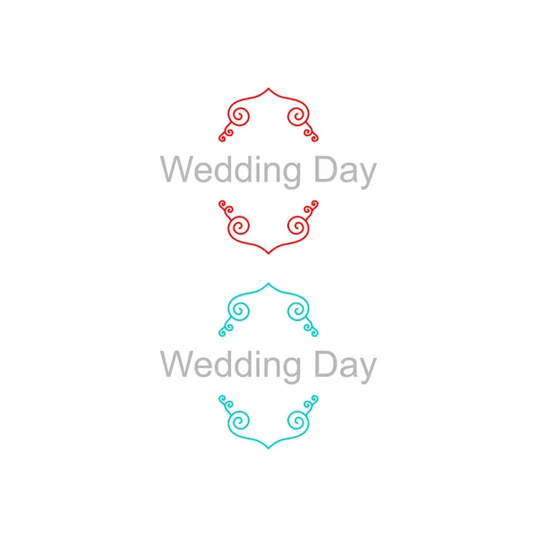Düğün Günü Tasarım Süsleri Beyaz Üzerine Izole — Stok Vektör