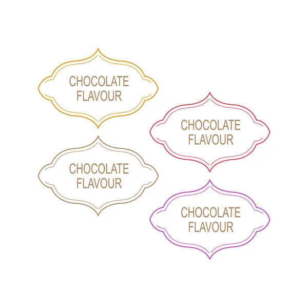 Chocolate Flavour Design Ozdobne Etykiety Izolowane Białym — Wektor stockowy