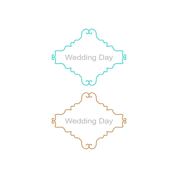 Διακοσμητικές Ετικέτες Ημέρας Γάμου Που Απομονώνονται Λευκό — Διανυσματικό Αρχείο