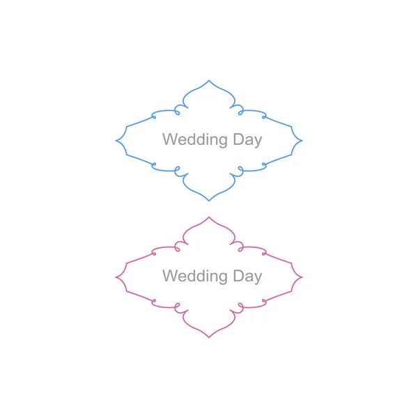 婚礼日装饰标签在白色上隔离 — 图库矢量图片