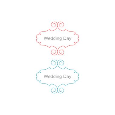 Düğün Günü Süsleme Etiketleri Beyazda izole