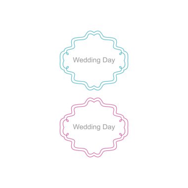 Düğün Günü Süsleme Etiketleri Beyazda izole