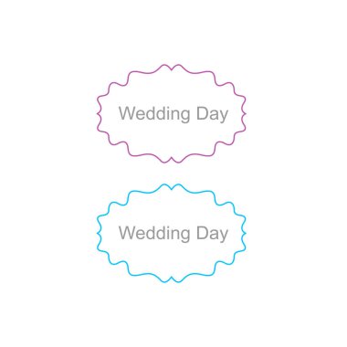 Düğün Günü Süsleme Etiketleri Beyazda izole