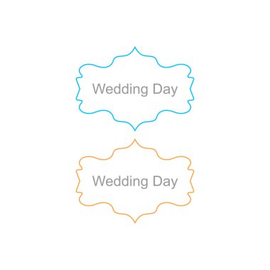 Düğün Günü Süsleme Etiketleri Beyazda izole