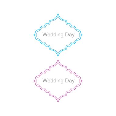 Düğün Günü Süsleme Etiketleri Beyazda izole