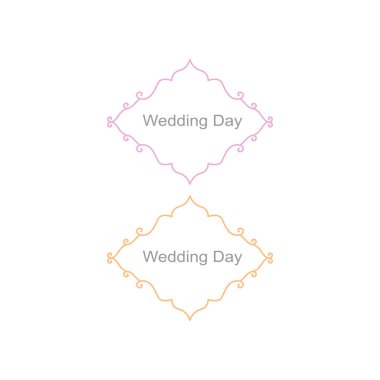Düğün Günü Süsleme Etiketleri Beyazda izole