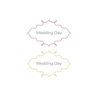 Düğün Günü Süsleme Etiketleri Beyazda izole