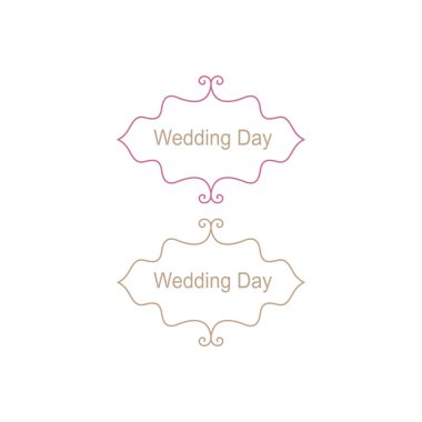 Düğün Günü Süsleme Etiketleri Beyazda izole