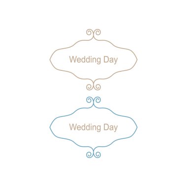 Düğün Günü Süsleme Etiketleri Beyazda izole