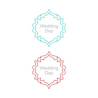 Düğün Günü Süsleme Etiketleri Beyazda izole