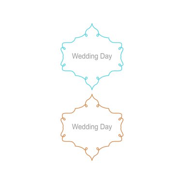 Düğün Günü Süsleme Etiketleri Beyazda izole