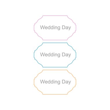 Düğün Günü Süsleme Etiketleri Beyazda izole