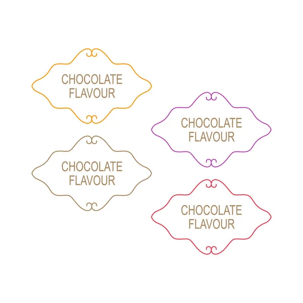Etiquetas Ornamentais Sabor Chocolate Isoladas Branco — Vetor de Stock