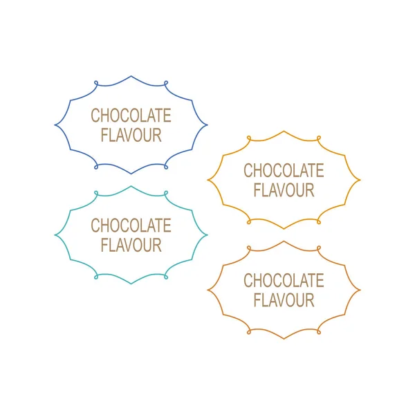 Chocolate Flavour Ornamental Labels Isolated White — Stock Vector