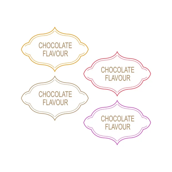 Etichette Ornamentali Vintage Gusto Cioccolato Isolate Bianco — Vettoriale Stock