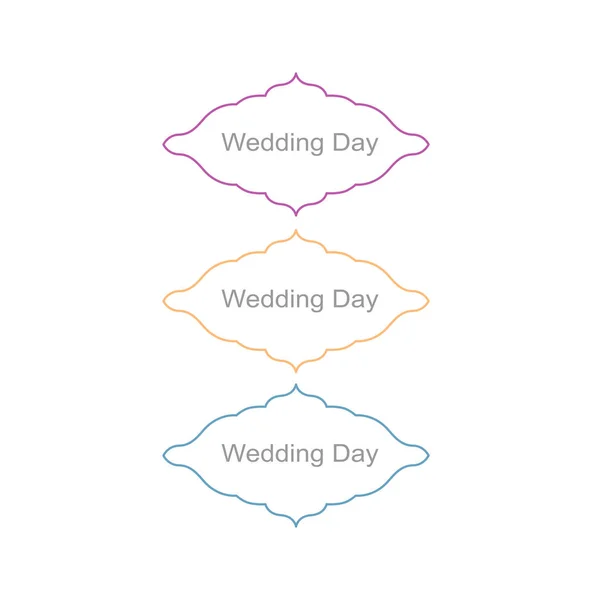 Wedding Day Ornamental Labels Isolated White — Stock Vector