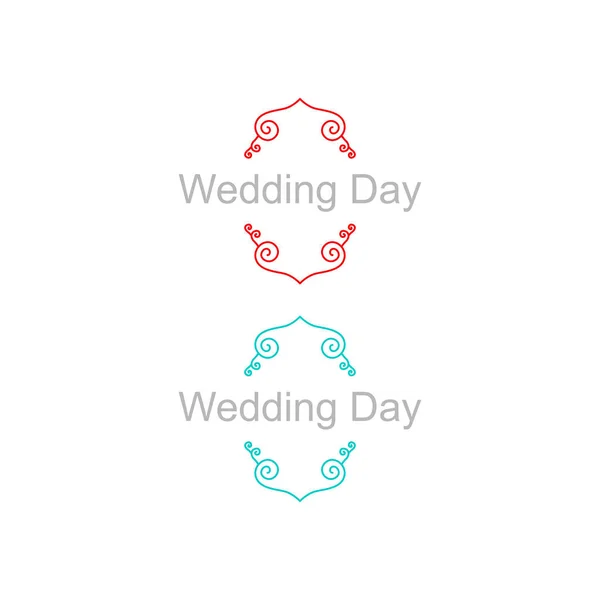 Düğün Günü Etiketleri Kırmızı Mavi Beyazda — Stok Vektör