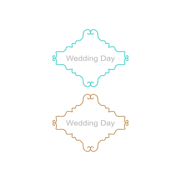 Etiquetas Decorativas Del Día Boda Aisladas Blanco — Vector de stock