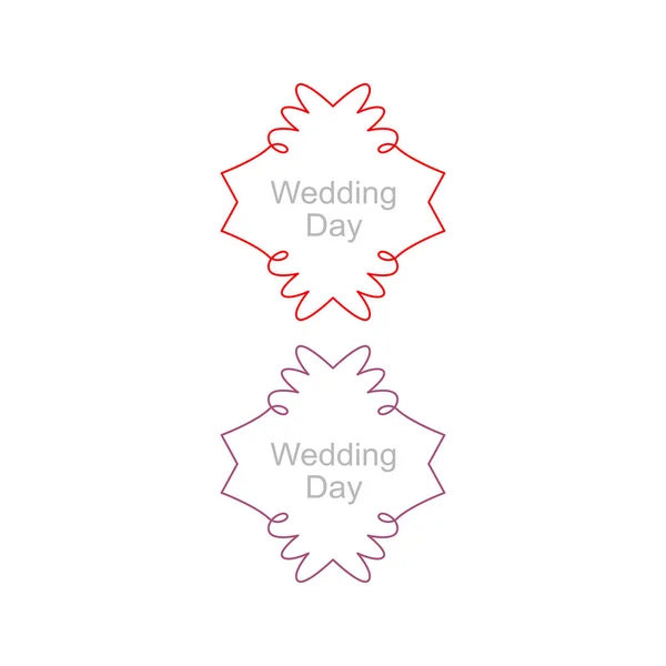 Giorno Del Matrimonio Etichette Ornamentali Semplici Isolate Bianco — Vettoriale Stock