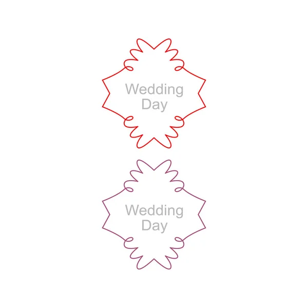 Día Boda Etiquetas Decorativas Simples Aisladas Blanco — Vector de stock