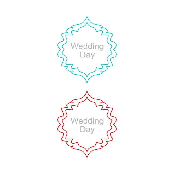 Etiquetas Decorativas Del Día Boda Aisladas Blanco — Vector de stock