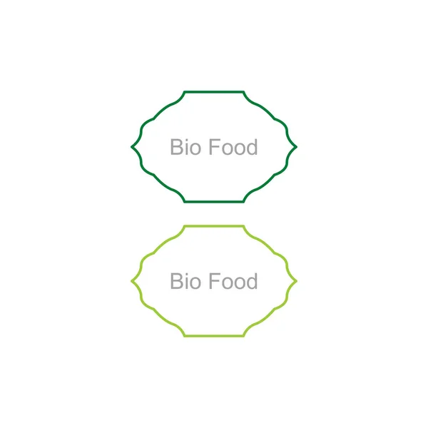 Bio Food Design Labels Ciemnozielone Jasnozielone Izolowane Białym — Wektor stockowy