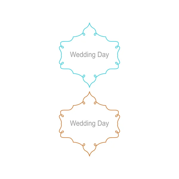 Etiquetas Decorativas Del Día Boda Aisladas Blanco — Vector de stock