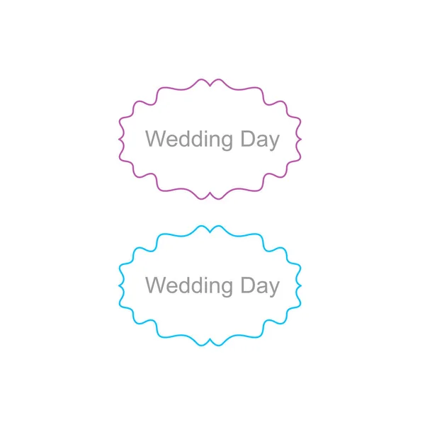 Свадебный День Простые Декоративные Этикетки Изолированы Белом — стоковый вектор