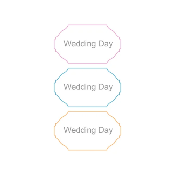 Декоративные Этикетки День Свадьбы Изолированы Белом — стоковый вектор