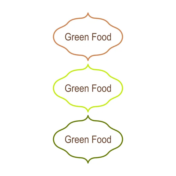 Yeşil Gıda Basit Etiketleri Beyazda Izole Edildi — Stok Vektör
