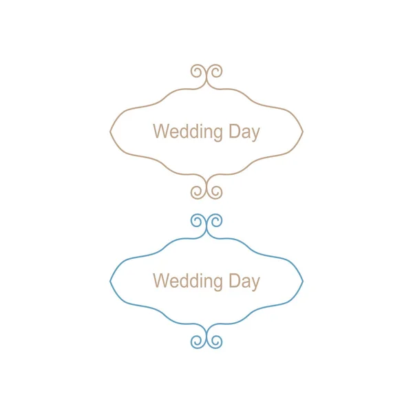 婚礼日装饰标签在白色上隔离 — 图库矢量图片