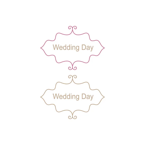 Svatební Den Ozdobné Štítky Izolované Bílém — Stockový vektor