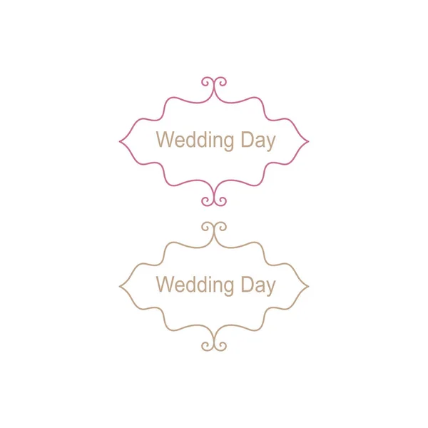 Etiquetas Decorativas Del Día Boda Aisladas Blanco — Vector de stock