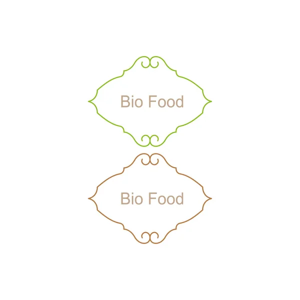 Bio Food Ozdobne Etykiety Izolowane Białym — Wektor stockowy