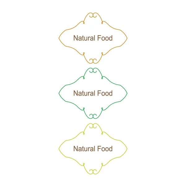Натуральна Їжа Дизайн Етикетки Ізольовані Білому — стоковий вектор