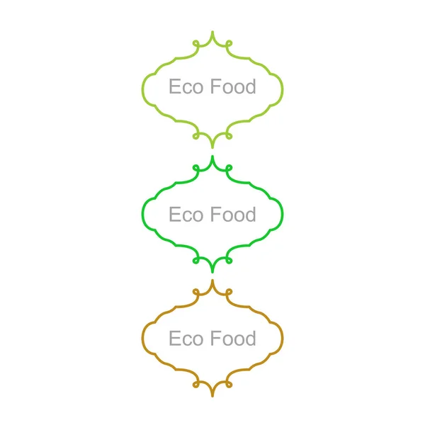 Eco Ετικέτες Σχεδιασμού Τροφίμων Που Απομονώνονται Λευκό — Διανυσματικό Αρχείο