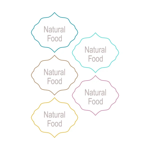 Natural Food Design Labels Isolated White — Stock Vector