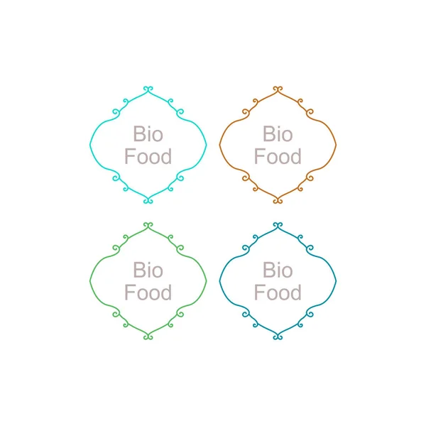 Etiquetas Design Alimentos Bio Isoladas Branco — Vetor de Stock