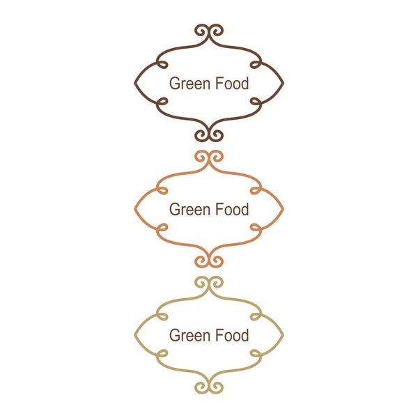 Étiquettes Contour Des Aliments Verts Isolées Sur Blanc — Image vectorielle