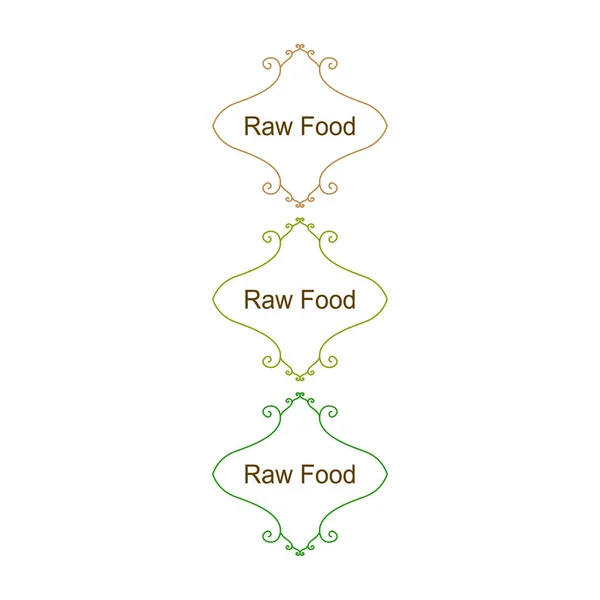 Raw Food Design Labels Isolated White — Vector de stock