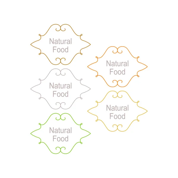 Natural Food Ornamental Labels Isolated White — Stock Vector