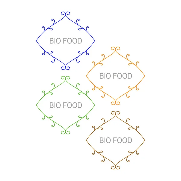 Étiquettes Décoratives Bio Food Set Isolé Sur Blanc — Image vectorielle