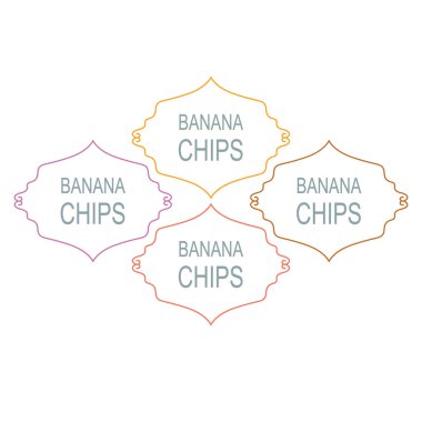 Muz Chips Süslü Tasarım Etiketleri Beyazda izole