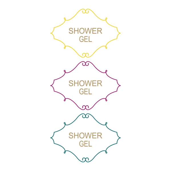 Štítky Produktů Sprchový Gel Izolované Bílém — Stockový vektor